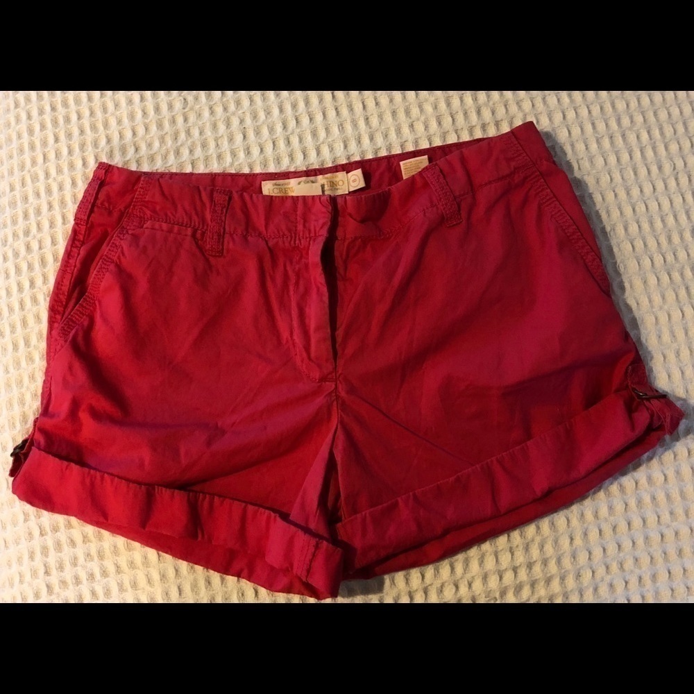 J. Crew Twill City Fit Sz 6 Cuffed Shorts Dark Pink Summer Casual Preppy Trendy